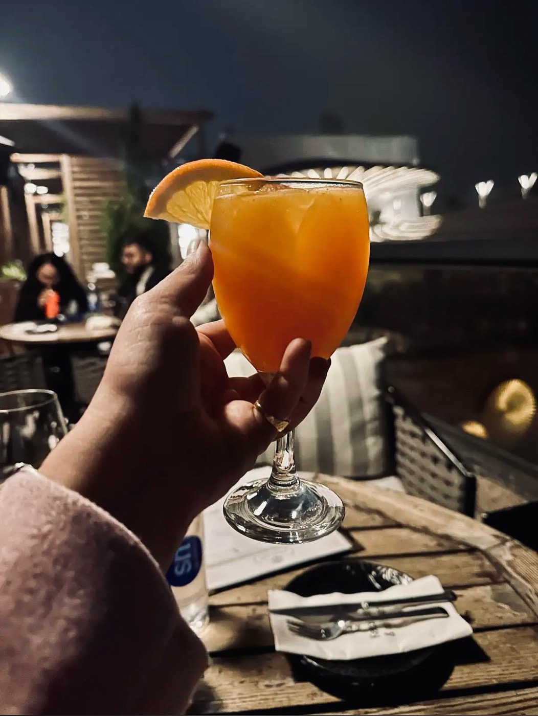 Saffron Sour cocktail, house gin, blood orange, Kashmiri saffron, citrus foam